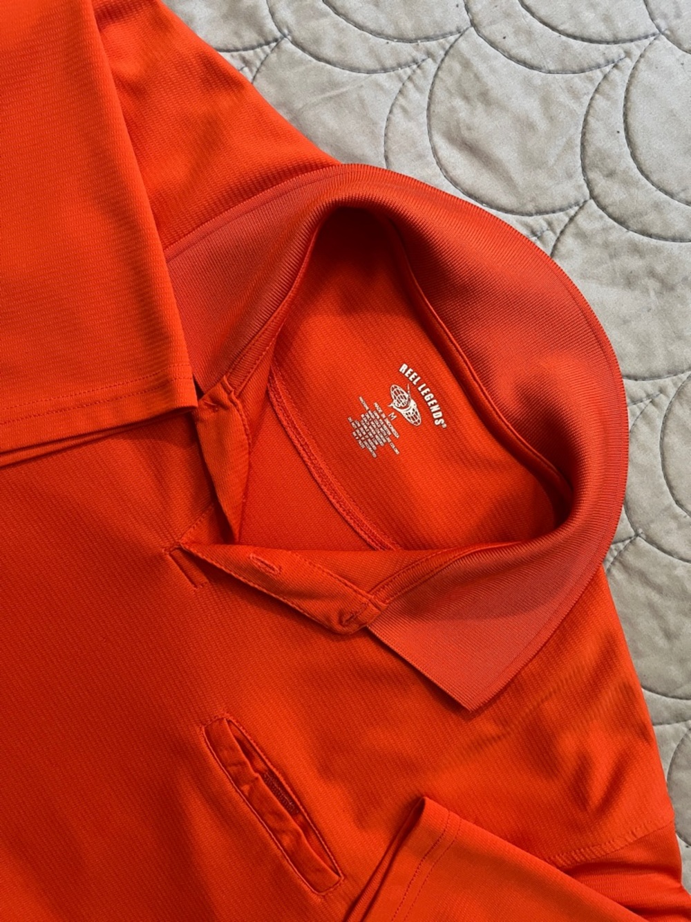 Reel Legends Vibrant Orange Short Sleeve Polo Medium